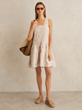 Shirred Ruffle Hem Mini Dress Neutral | Womens