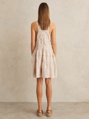 Shirred Ruffle Hem Mini Dress Neutral | Womens