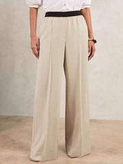 Wide-Leg Elasticated-Waist Trousers Neutral | Womens