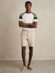 Mercerised-Cotton Colourblock T-Shirt White/Sage | Mens