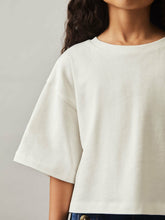 9-13 yrs Oversize Cotton Cropped T-Shirt Ivory | Children