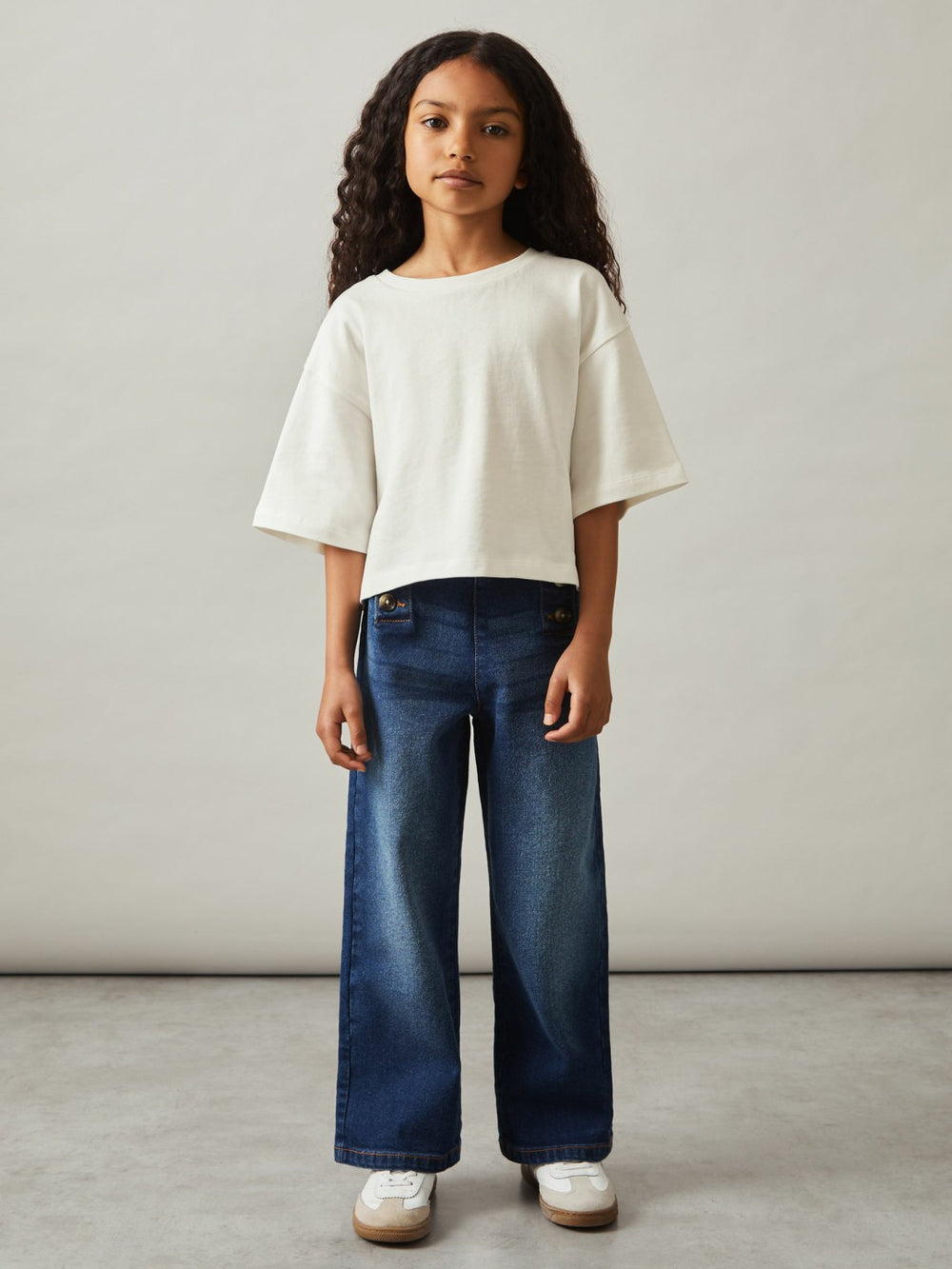 4-9 yrs Oversize Cotton Cropped T-Shirt Ivory | Children
