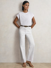 Petite Mid-Rise Straight-Leg Jeans White | Womens