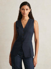 Paige Button-Through Vest Dark Ink Blue | Womens