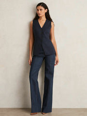Paige Button-Through Vest Dark Ink Blue | Womens