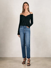 Straight Compression Jeans Indigo Blue | Womens