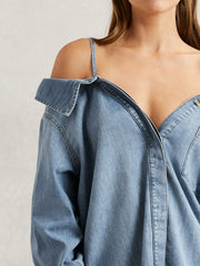 100% Cotton Shirt Indigo Blue | Womens