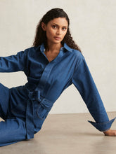 Paige Maraya Blue Wide Leg Belted Denim Jumpsuit Maraya Blue | Womens