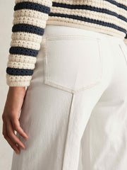 Paige Ecru Wide Leg Pintuck Jeans Ecru | Womens