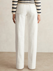 Paige Ecru Wide Leg Pintuck Jeans Ecru | Womens