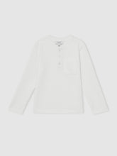 13-14 yrs Cotton-Blend Waffle Henley T-Shirt White | Children