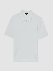 Textured Half-Zip Polo Shirt White | Mens