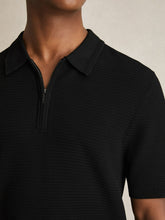 Textured Half-Zip Polo Shirt Black | Mens