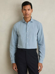 Washed Cotton Chambray Shirt Blue | Mens