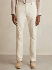 Cotton-Piqué Slim-Fit Chinos Off White | Mens
