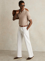 Cotton-Linen Relaxed-Fit Trousers White | Mens
