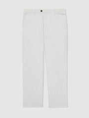 Cotton-Linen Relaxed-Fit Trousers White | Mens