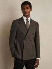 Slim Fit Double Breasted Suit Blazer Dark Green | Mens