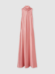 Satin Cape Maxi Dress Pink | Womens