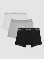 Stretch-Cotton Boxers 3 Pack White/Grey/Black | Children