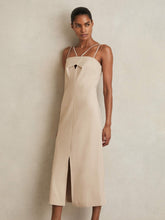 Double Strap Cut Out Midi Dress Stone Neutral | Womens