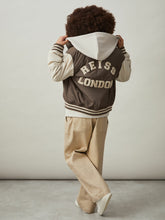 9-13 yrs Colour-Block Varsity Bomber Jacket Mink Brown/Off White | Children