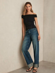 Bardot Open Knit Top Black | Womens