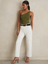 Lace-Knit Detail One-Shoulder Bodysuit Green | Womens