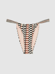 Chevron Stripe Bikini Bottoms Black/Brown | Womens