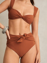 High Waist Tie Front Bikini Bottoms Brown | Womens