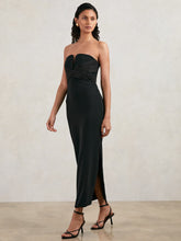 Halston Strapless Crepe Midi Dress Black | Womens