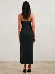 Halston Strapless Crepe Midi Dress Black | Womens