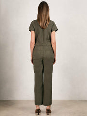 Good American Cotton Twill Jumpsuit with Stretch Khaki | Womens