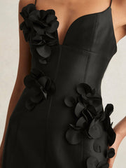 Acler Petal Detail Fitted Mini Black Dress Black | Womens