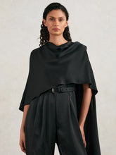 Halston Crepe Wide Leg Cape Jumpsuit Black | Womens
