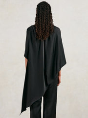 Halston Crepe Wide Leg Cape Jumpsuit Black | Womens