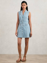 Paige Denim Button-Through Mini Dress Jocelyn Blue | Womens