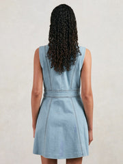 Paige Denim Button-Through Mini Dress Jocelyn Blue | Womens
