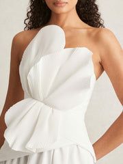 Acler Ivory Plissé Fan Strapless Maxi Dress Ivory | Womens