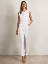 Paige Denim Straight Leg Jumpsuit Ecru | Womens