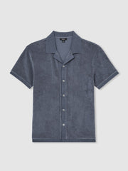 Cotton Blend Towelling Shirt Airforce Blue | Mens