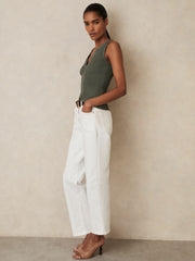 Craft-Stitch Rib-Knit Vest Khaki Green | Womens