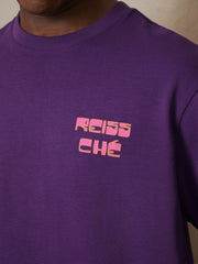 | Ché Cotton Palm-Print T-Shirt Purple | Mens