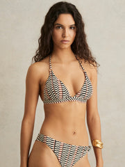 Triangle Halterneck Bikini Top Black/Brown | Womens