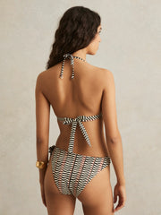 Triangle Halterneck Bikini Top Black/Brown | Womens