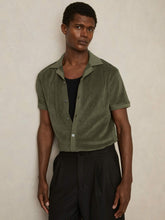 Cotton Blend Towelling Shirt Green | Mens