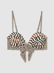 Chevron Stripe Underwired Bikini Top Black/Brown | Womens