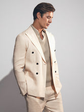 Linen Double-Breasted Suit Slim-Fit Blazer Stone | Mens
