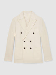 Linen Double-Breasted Suit Slim-Fit Blazer Stone | Mens