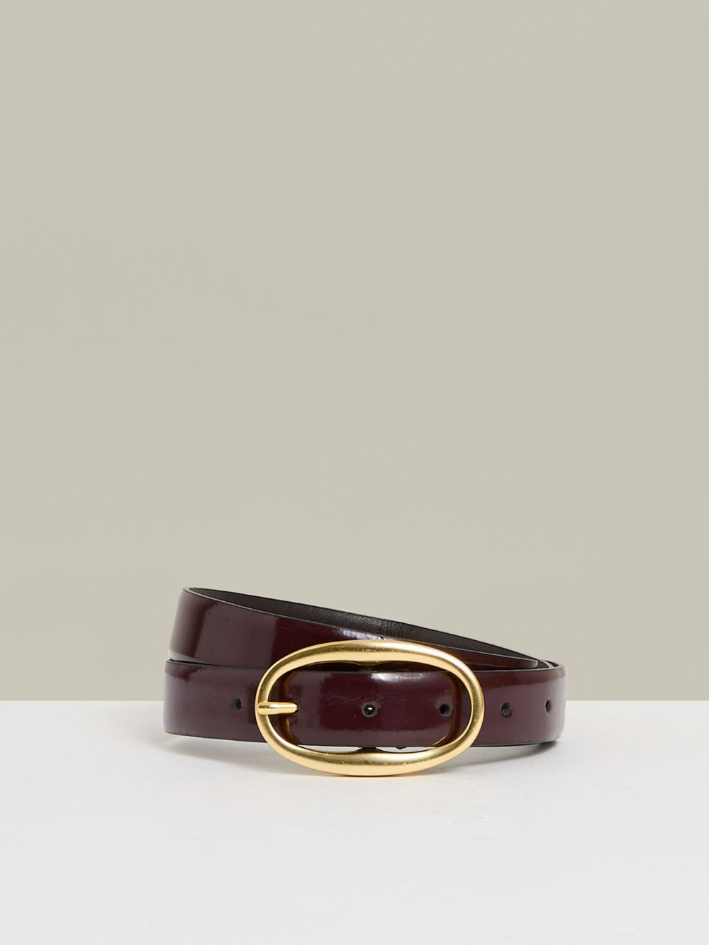 Patent Leather Oval Buckle Belt Oxblood | Womens